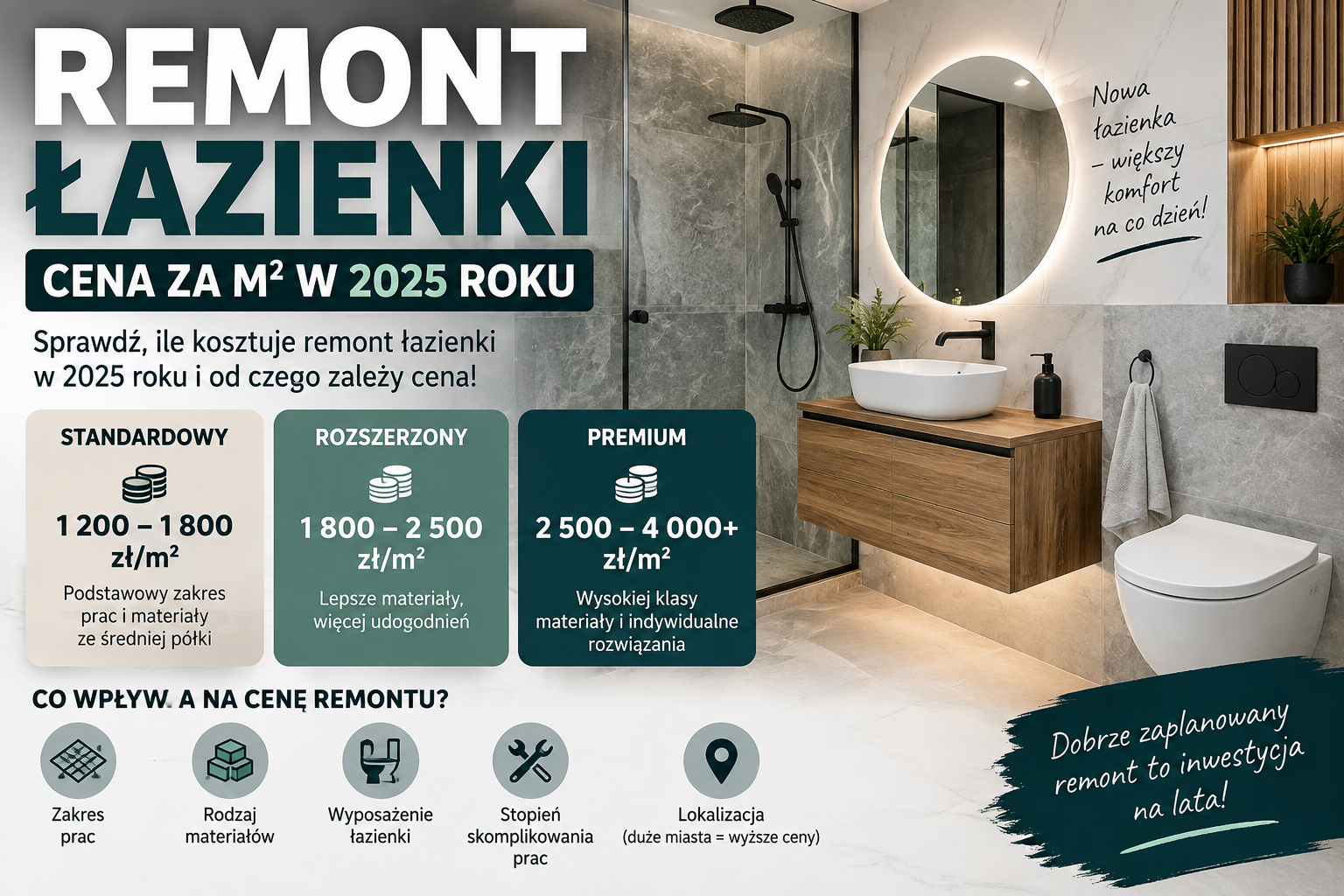 Wykonawca układa płytki podczas remontu łazienki – ilustracja do tematu remont łazienki cena za m2